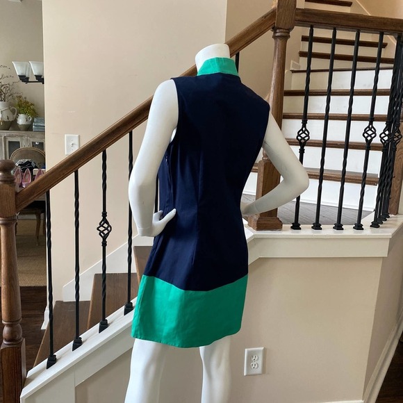 NWT SAIL TO SABLE Sleeveless Navy and Kelly Green Tunic Dress, M0570 - Picture 5 of 8